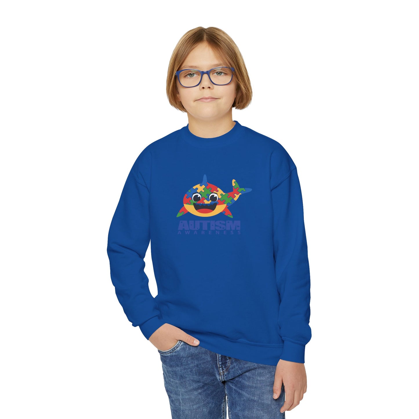 Colorful Autism Awareness Youth Crewneck Sweatshirt