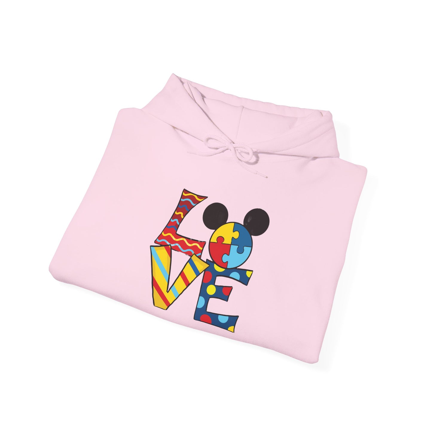 Love Puzzle Character Hoodie — Colorful Autism Awareness Sweatshirt