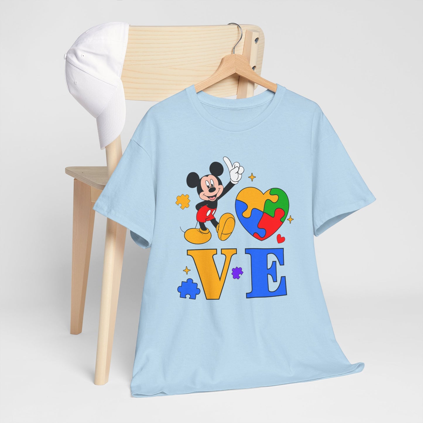 Kid-Friendly Love Puzzle Tee with Cartoon Mouse