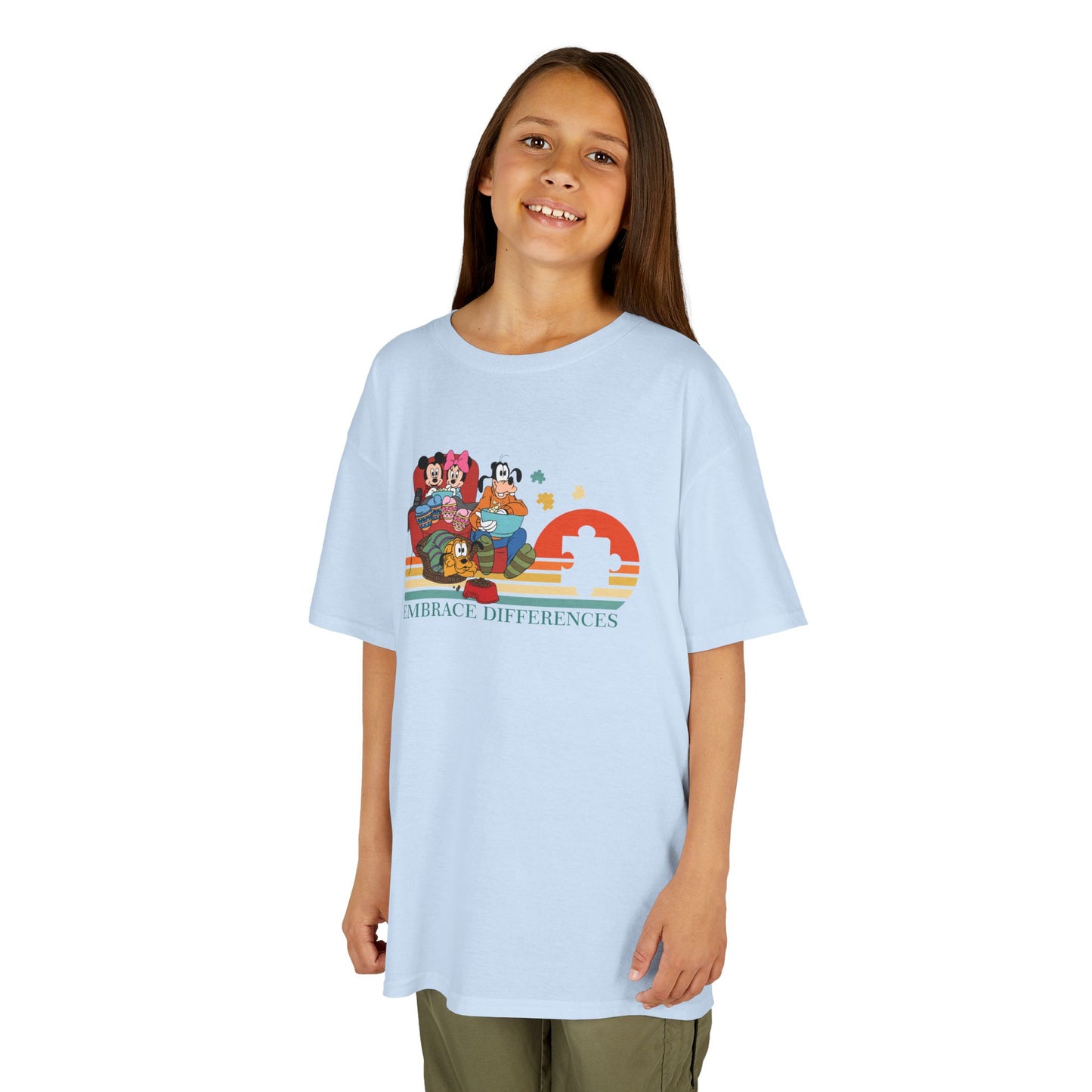Kids Tee — Colorful Retro Animal Parade "I Embrace Differences"