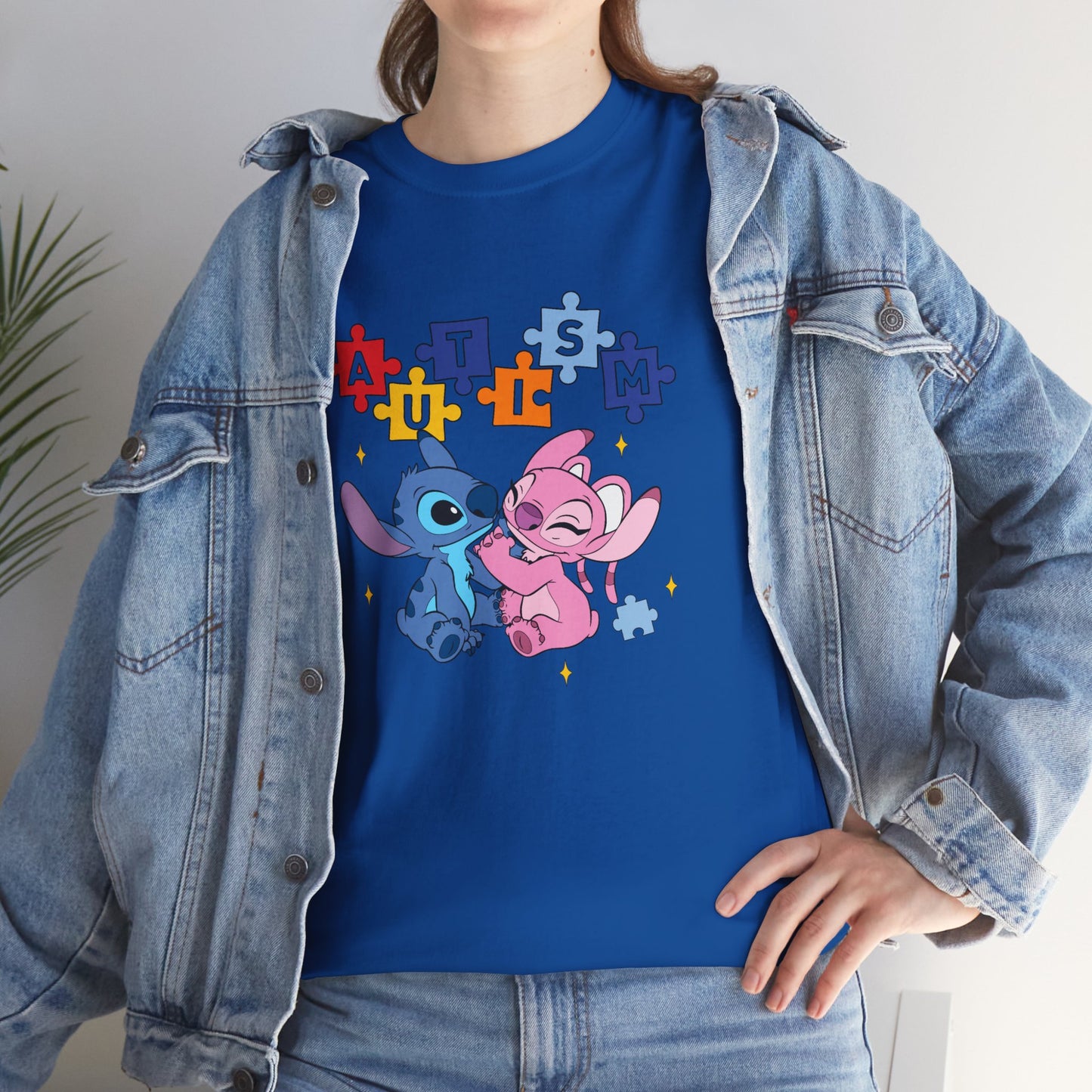 Autism Puzzle Love T-Shirt — Cute Stitch & Angel Friendship Tee