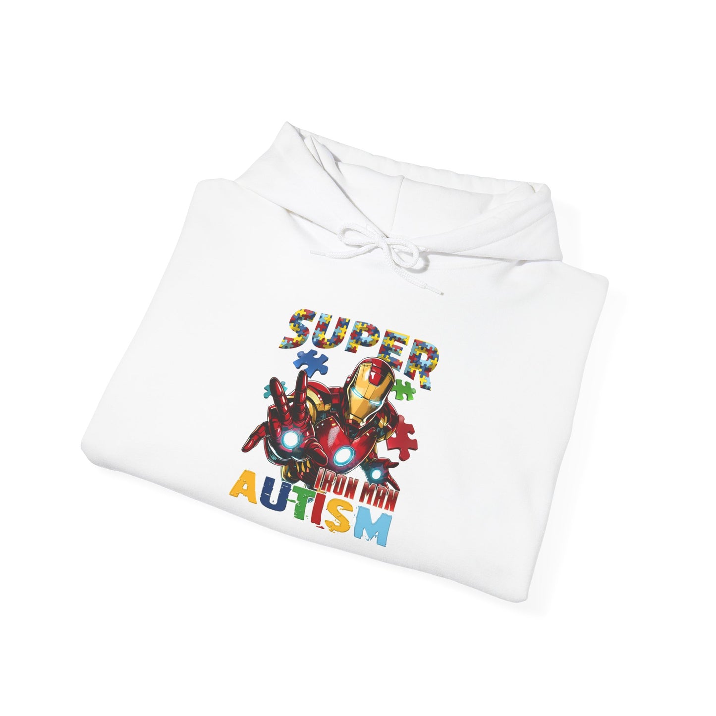 Autism Awareness Hoodie — "Super Mom with Autism" Colorful Puzzle Design