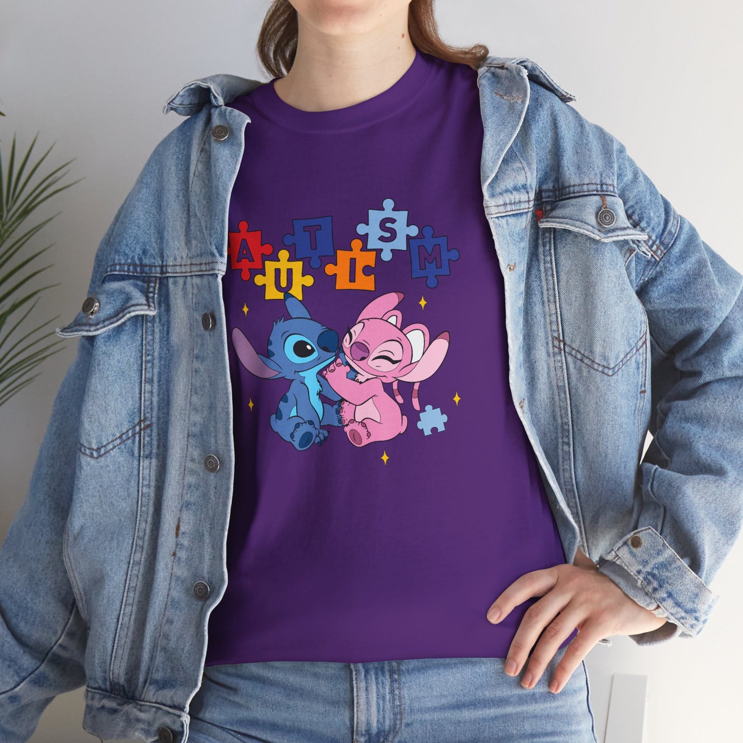 Autism Puzzle Love T-Shirt — Cute Stitch & Angel Friendship Tee
