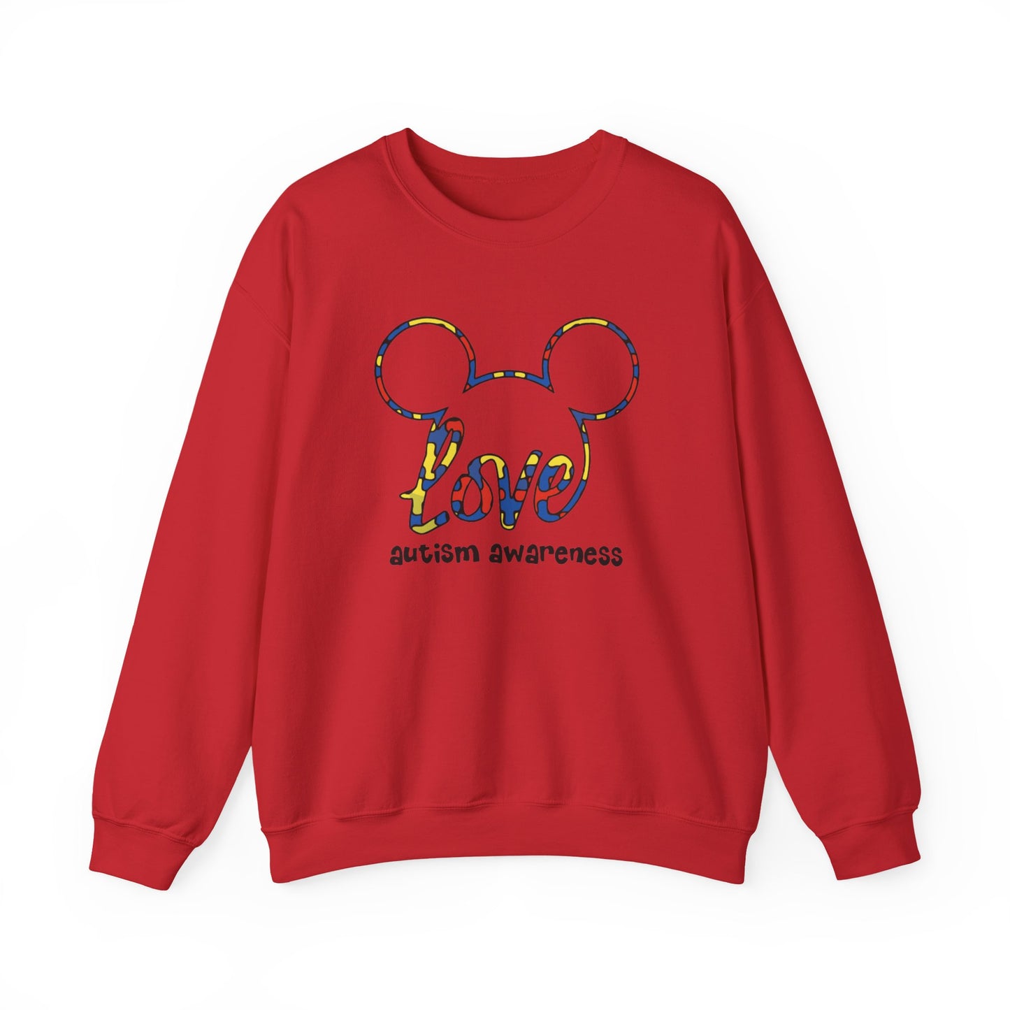 Autism Awareness 'Love' Puzzle Mouse Crewneck Sweatshirt