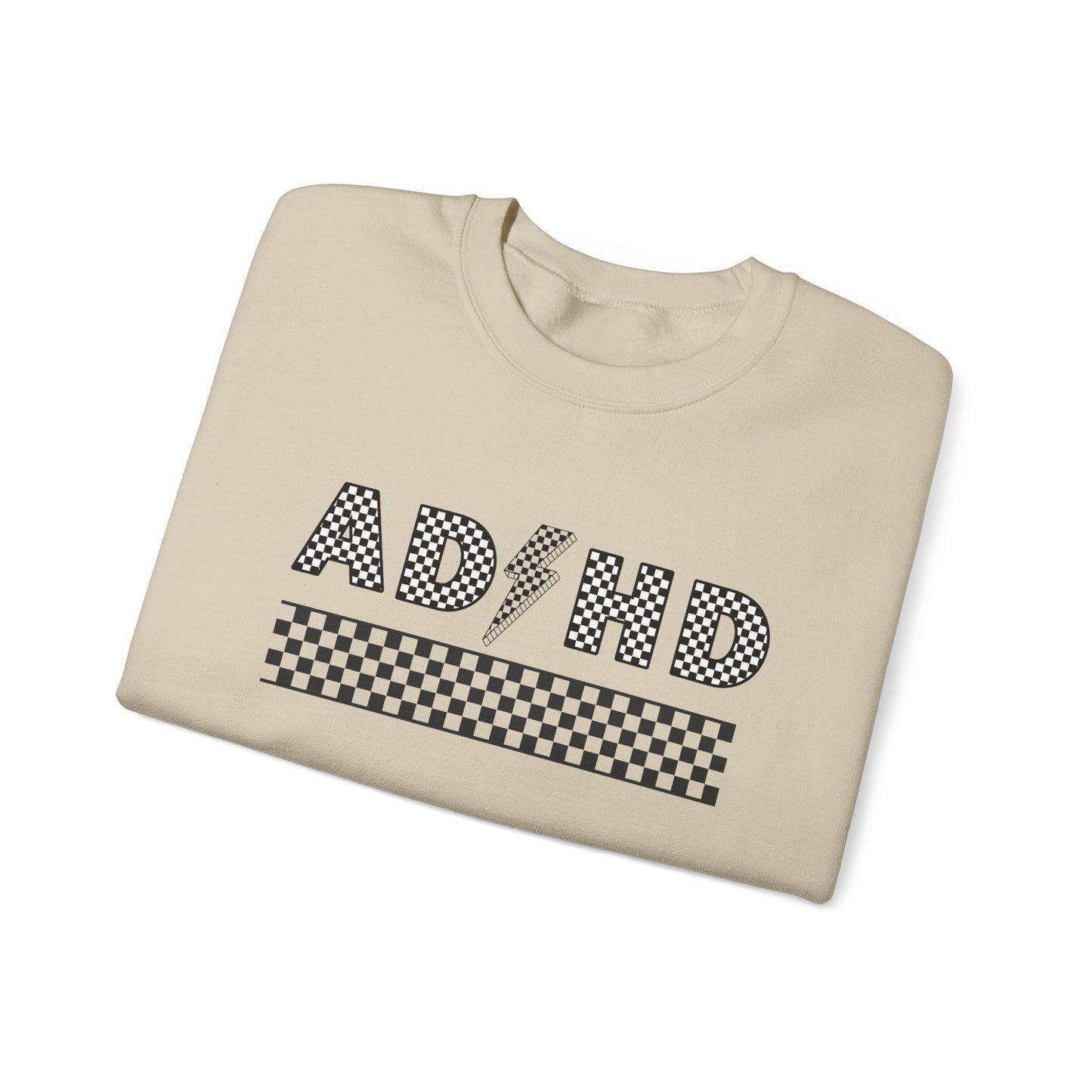 ADHD Lightening Bolt Checkered Crewneck Sweatshirt