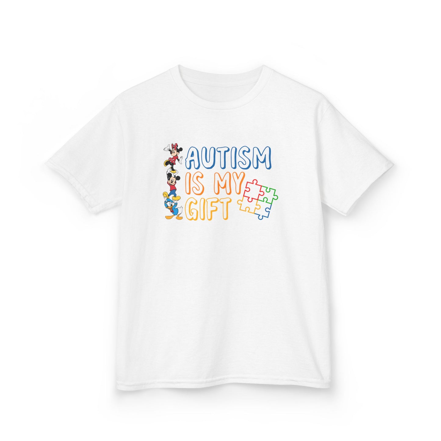 Kids Tee — "Autism Is My Gift" Colorful Puzzle Piece Design
