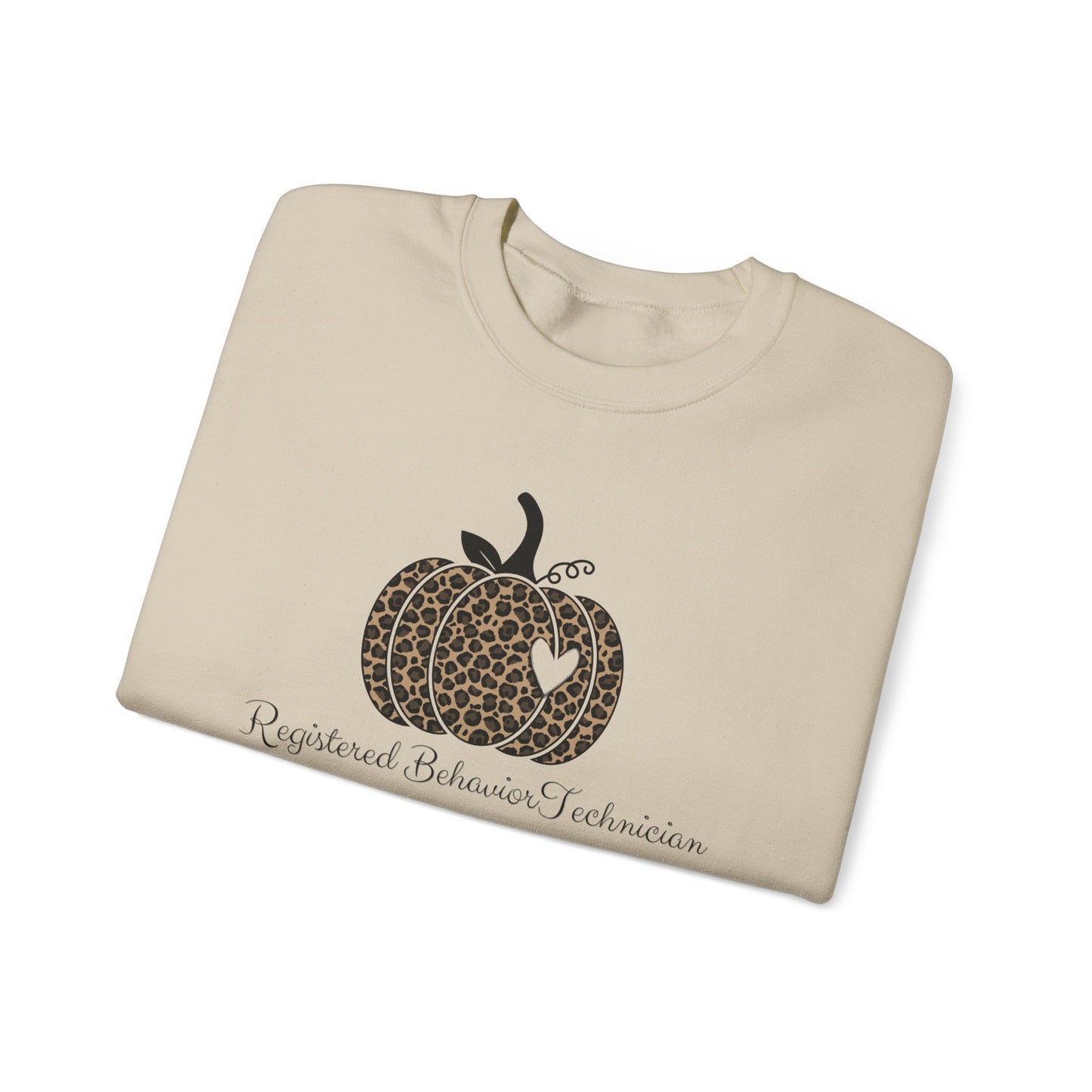Crewneck Sweatshirt — Leopard Pumpkin "Registered Behavior Technician" Fall Sweatshirt