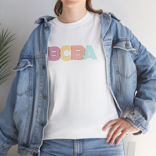 Colorful Retro BCBA Unisex Heavy Cotton Tee, Vintage Style T-Shirt, Graphic Tee for Casual Wear, Gift for Friends and Family, Summer Fashion