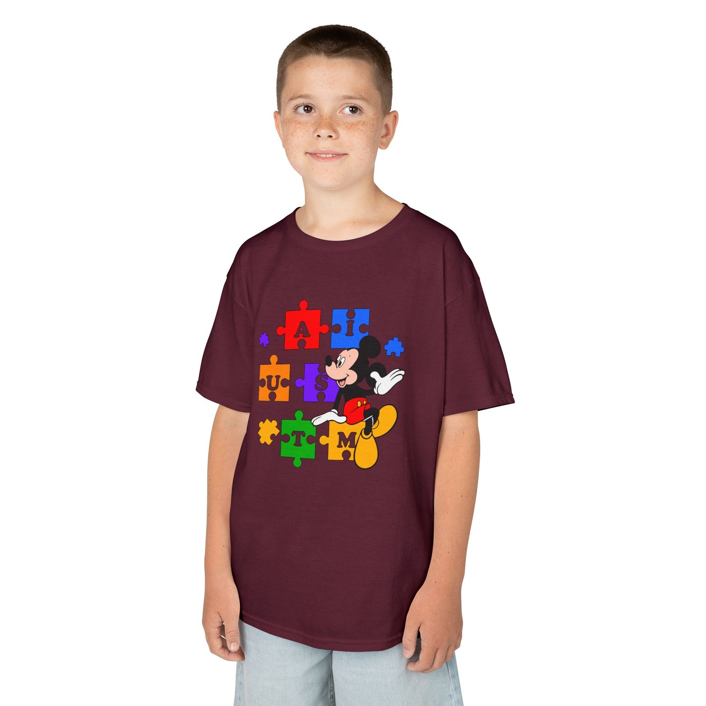 Kids Tee — Mickey Mouse Autism Puzzle Pieces Design