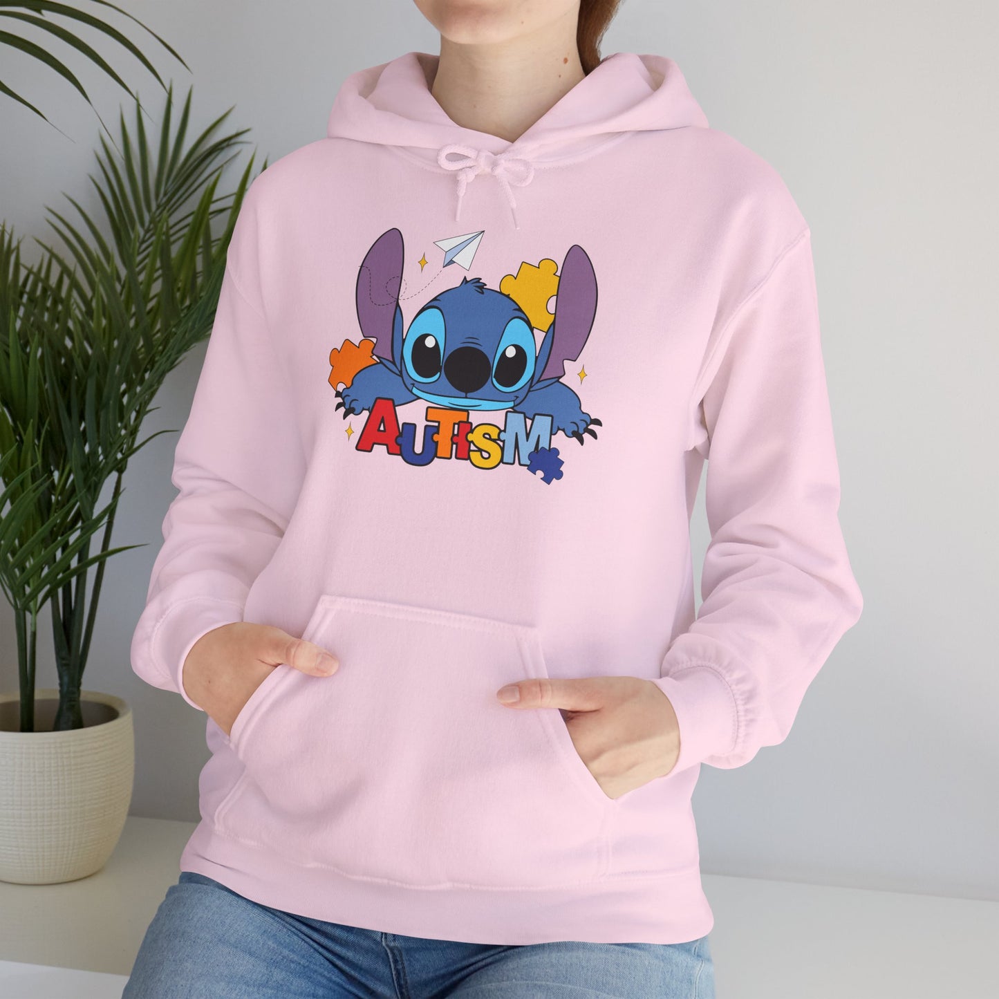 Autism Awareness Hoodie — Cute Cartoon Character with Puzzle Pieces