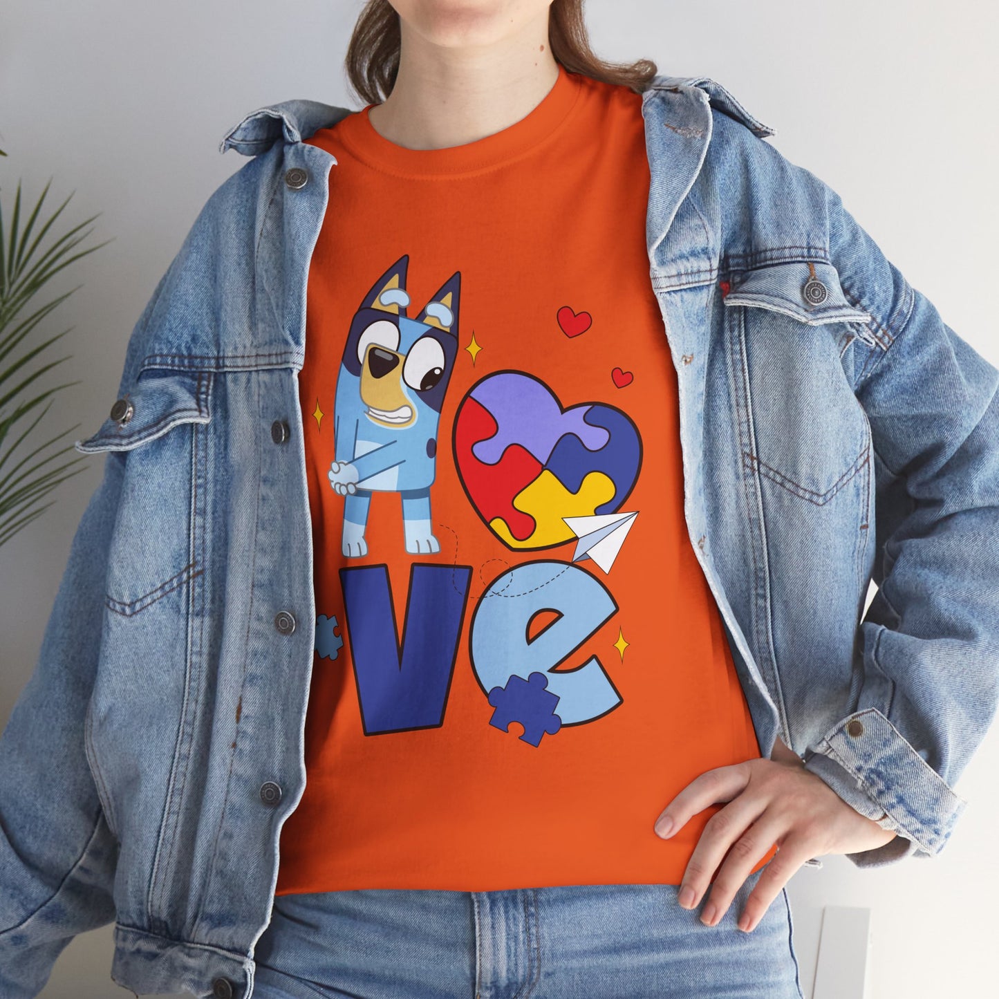 Autism Awareness Love Tee - Puzzle Heart & Cartoon Character T-Shirt