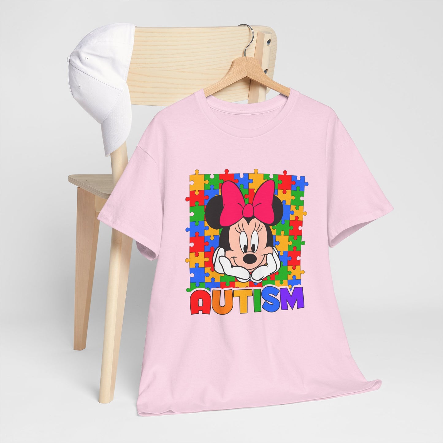 Autism Awareness T-Shirt — Colorful Puzzle Heart Minnie Design