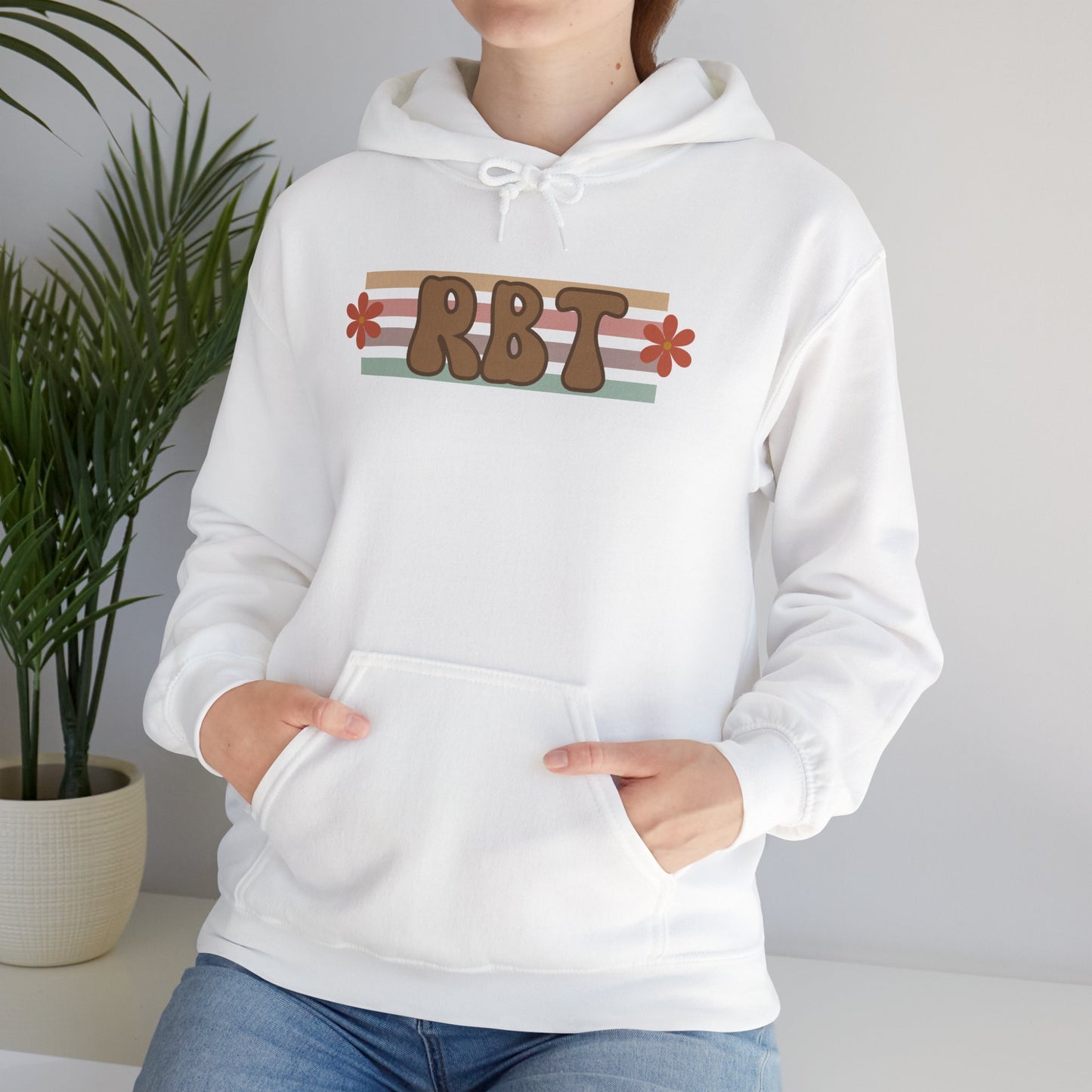 Retro Floral RBT Initials Hoodie — Vintage Striped Monogram Sweatshirt