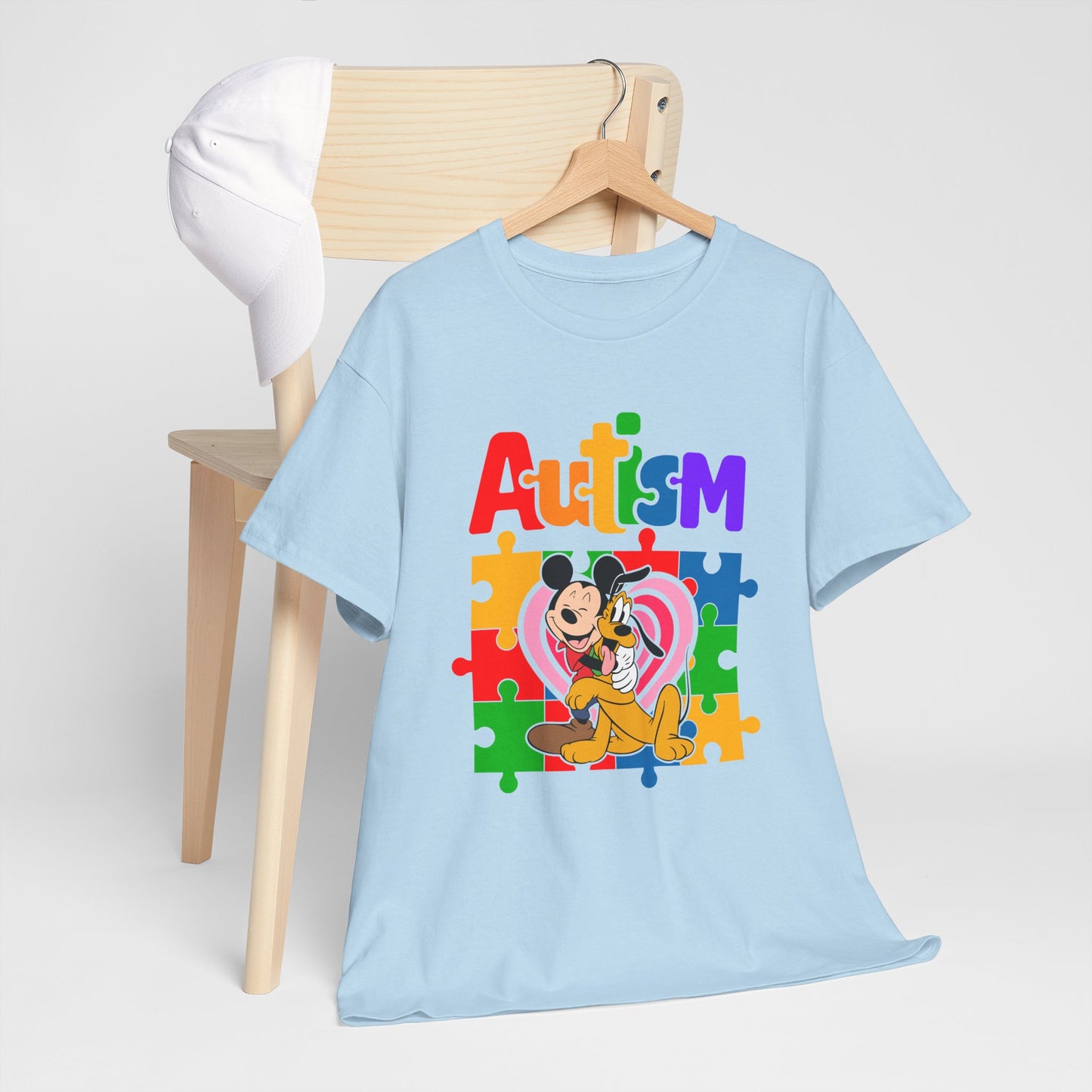 Autism Awareness Puzzle Heart T-Shirt — Colorful Mickey Support Tee