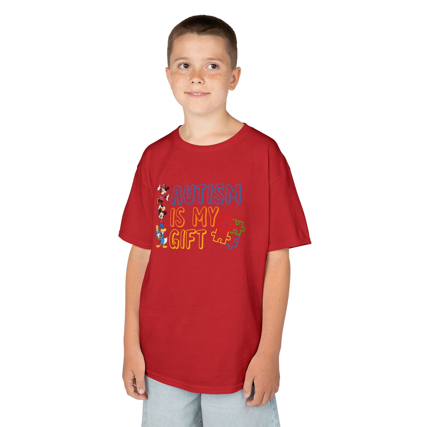 Kids Tee — "Autism Is My Gift" Colorful Puzzle Piece Design