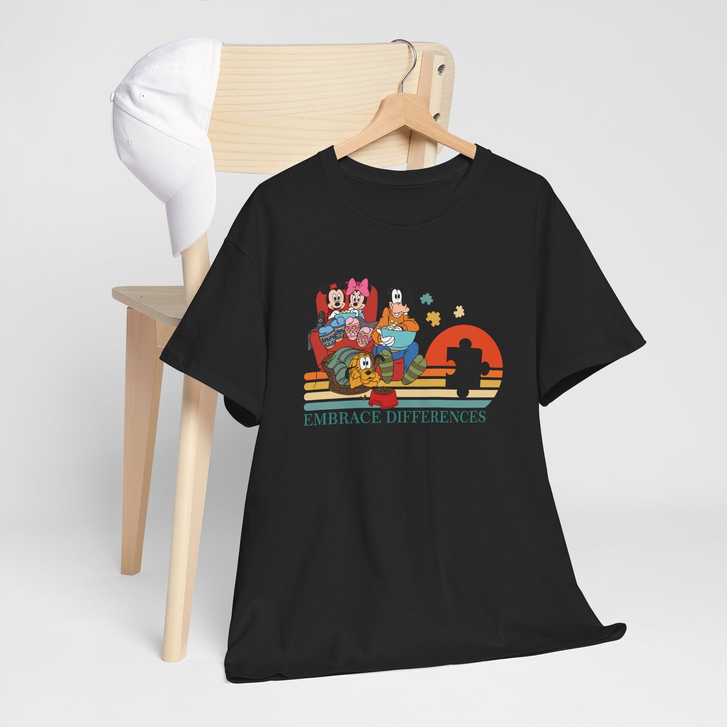 T-Shirt — 'Embrace Differences' Retro Rainbow Autism Awareness Tee