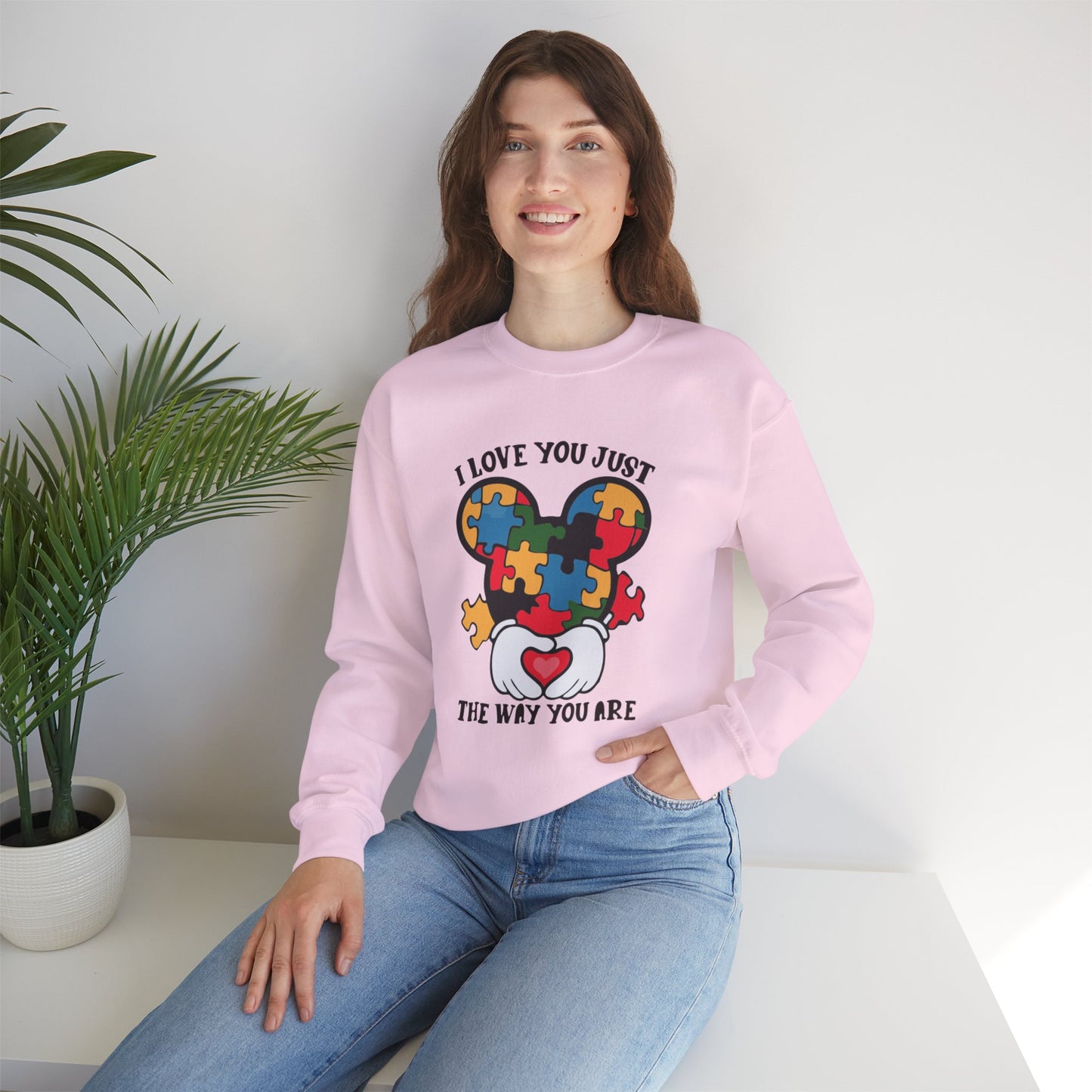 Autism Puzzle Heart Sweatshirt — "I Love You Just The Way You Are" Crewneck
